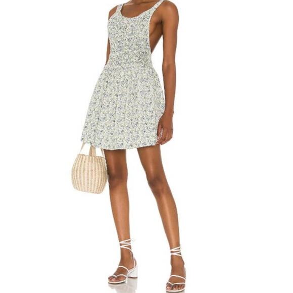 Free People Petunia Apron-Style Mini Dress‎ Cross Strap Back Scoop Neck Size XS - Picture 1 of 9